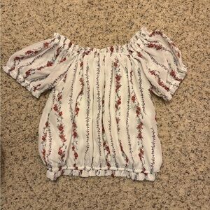 Francesca's Collections White Floral Off-Shoulder Blouse